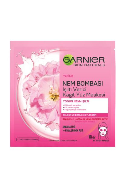 Garnier Işıltı Verici Nem Bombası Kağıt Maske Sakura Özü 3600542066136 - 1