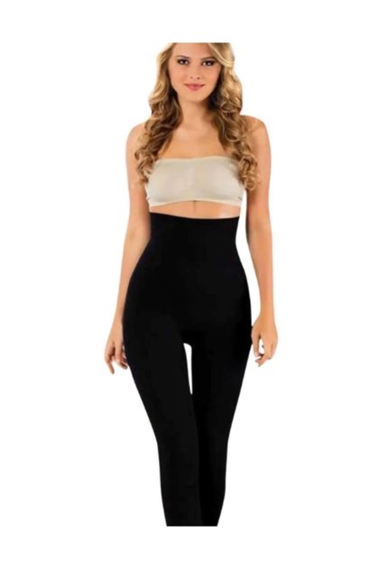 Women's Black 2125 Corseted Long Tights High Waist Long Tights