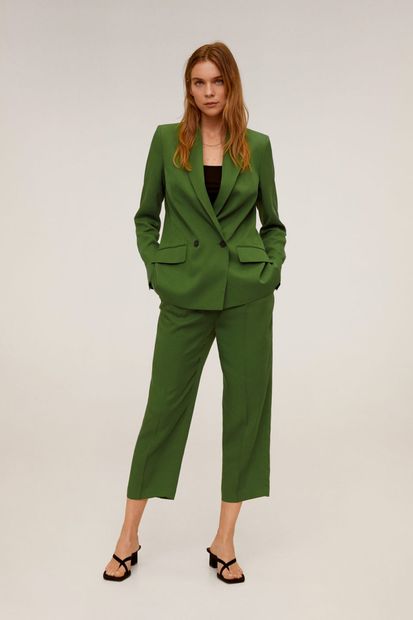 MANGO Woman Kadın Yeşil Kruvaze Yakalı Blazer Ceket 67097664 - 10