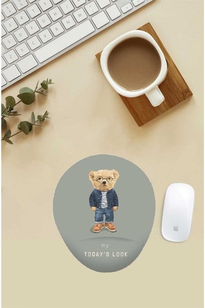 Tarz Teddy Desenli Bilek Destekli Mouse Pad
