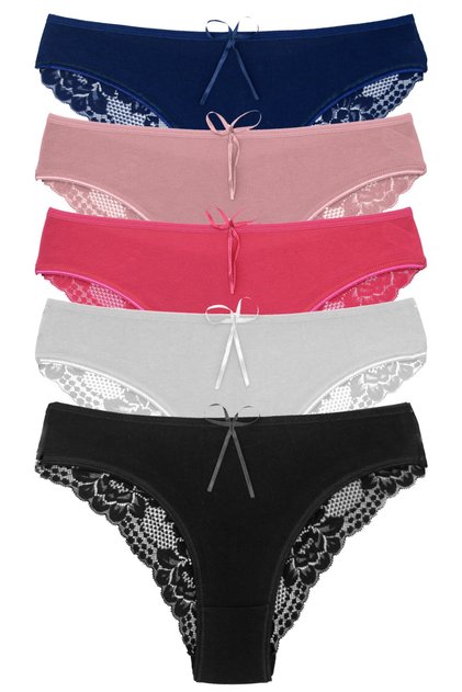 5-Piece Cotton Lace Back Women's Panties