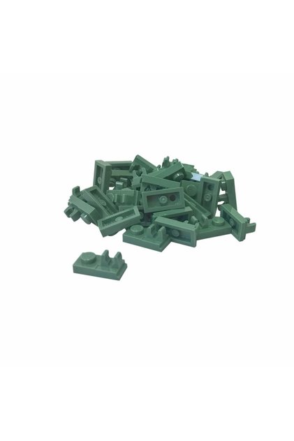 Custom Accessory Plate Modified 1 x 2 Clip in the Center Sand Green Brick 8 pieces to send