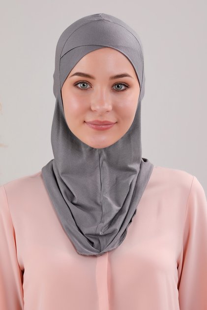 Hijab Hijab Cross Sea Pool Sports Neck Collar Combed Cotton Bonnet Dark Gray Anthracite