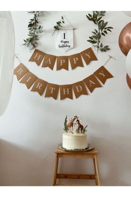 HAPPY BIRTHDAY BANNER WHITE ON KRAFT HAPPY BIRTHDAY BIRTHDAY WRITING