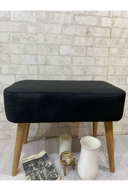 puf, siyah puf, ahşap ayak ,spor dikiş, modern tasarım ,şık görünüm