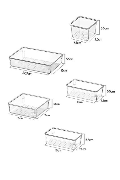 Meleni Home 5 Parça Çekmece Içi Düzenleyici, Modüler Banyo Makyaj Ve Takı Düzenleyici - Masaüstü Organizer - 3