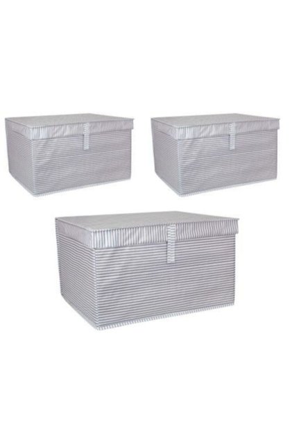 3 Pieces - Multi-Purpose with Lid (Laundry-Storage-Organization Etc.) Storage Box, Box 50X40X30 - Maxi Model - Gray