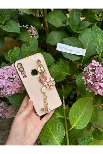 Huawei y9 prime 2019 compatible flowered stone pearl handheld laser cut glossy case