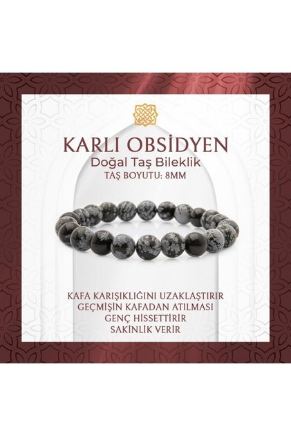Snowy Obsidian 8mm Natural Stone Bracelet
