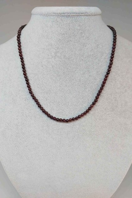 Lal (GRANAT) (GARNET) Stone 4-4.5mm Spacing Necklace (WITH FIXED CLIP)