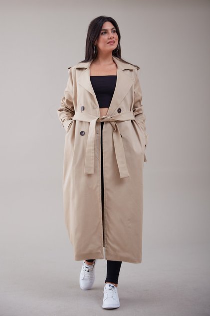 Love Kadın Bej Oversize Trençkot