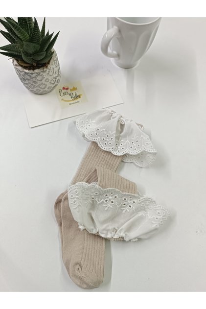 beige lacy knee-high baby children's socks