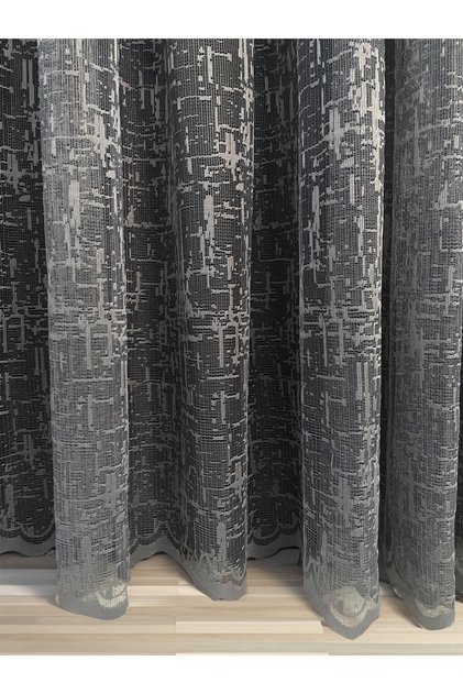 Sofia Jacquard Patterned 1 to 3 Tight Pleated Tulle Curtain Anthracite