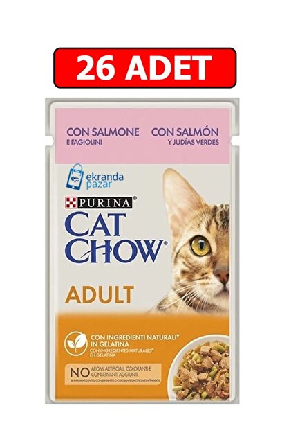 Cat Chow Purina Catchow Adult Somon Ve Yeşil Fasulyeli Kedi Islak