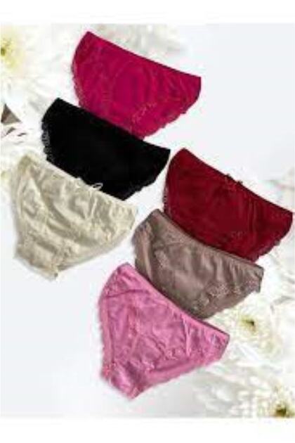 Tutku Women's Lacy Multicolored Panties Set of 6
