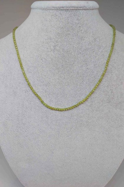 Peridot (ZEBERCET) Stone 2mm Necklace (WITH FIXED CLIP)