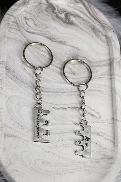 Künye Puzzle Kilit Best Çift Metal 2 Adet Anahtarlık
