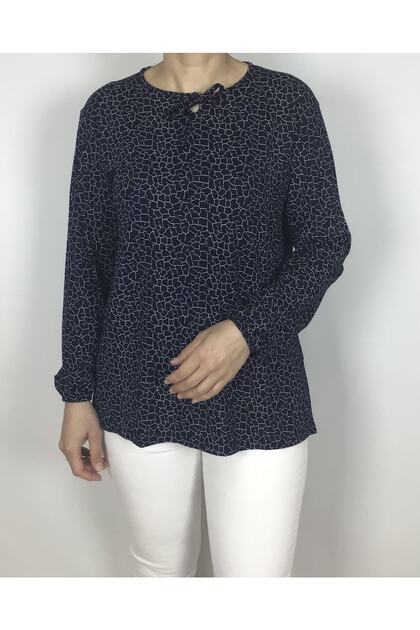 Patterned LYCRA COMBED JERSEY WITH STRINGS ON THE COLLAR AND ELASTY SLEEVES