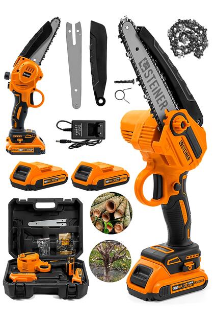 Alman 198 Vf 10 Ah 25 Cm Bakır Sargılı Akülü Dal Kesme Budama Testere Bıçkı Makinesi Turuncu