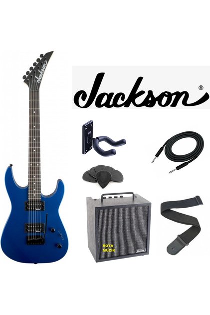 Jackson JS11 Dinky 2-Point Tremolo Amaranth Klavye Metallic Blue Elektro Gitar Set