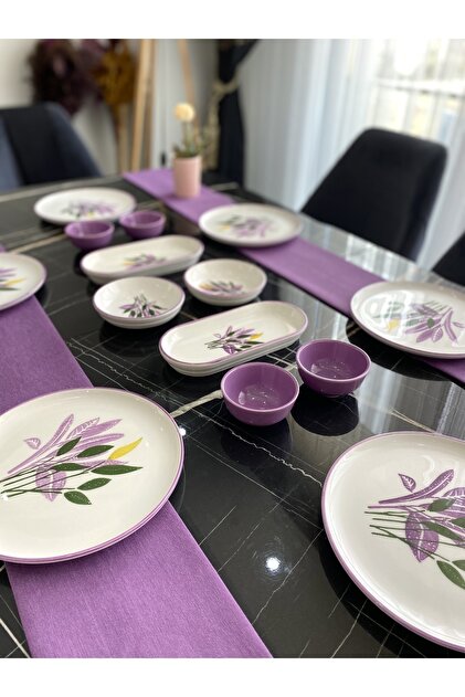 ◆希少◆ 紫檀 菓子皿 6枚セット ❸ Yiğit Seramik Züccaciye Başak Lila 6 Kişilik 14 Parça Kahvaltı