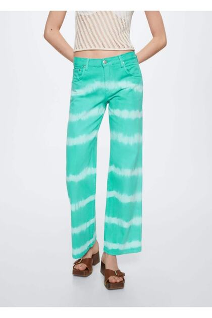 Batik Pattern Wide-leg Jeans