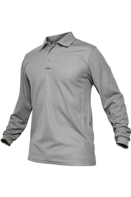 Men's Jersey Golf Polo Shirt Pique Performance Tactical Military Long Sleeve T-Shirt