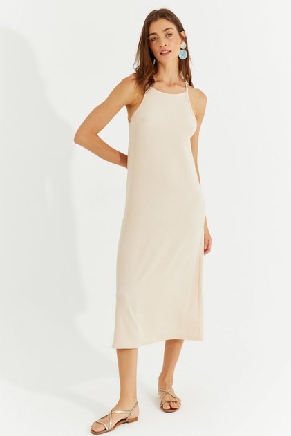 Women's Vanilla Halter Neck Maxi Dress DMR80