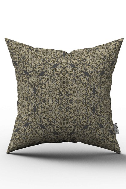 Double Sided Gray Yellow Retro Vintage Patterned Digital Printed Throw Pillow Cover - Otyk355