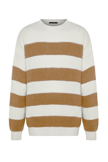 キャラメル Trendyolmilla Man Camel Casual Oversize Fit Geniş Kalıp Bisiklet