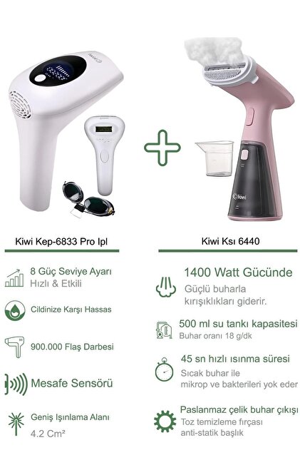 Kiwi Kep-6833 Pro Ipl Lazer Epilasyon +Kiwi 6440 Buharlı Dikey Ütü