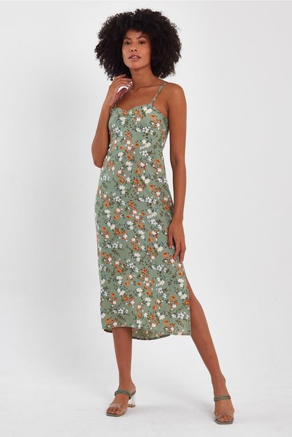 DECOLTED SLIT DRESS WITH BACK GIPE (B23-0084)