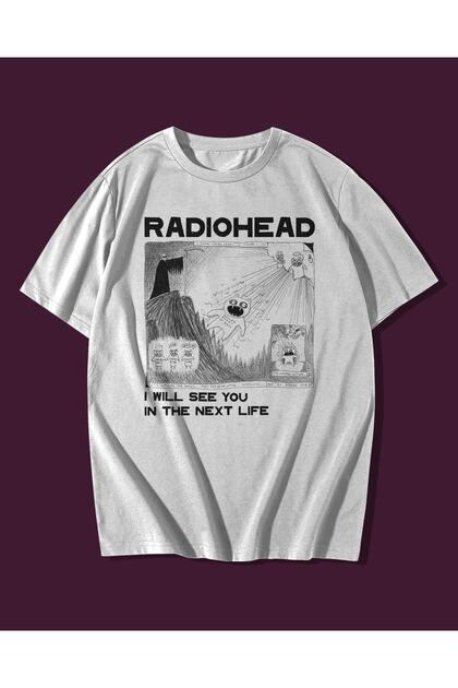 Radiohead Written Y2K Grunge Style White T-Shirt Tee