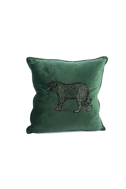 Leopard Embroidered Green 50x50 Pillow Cushion
