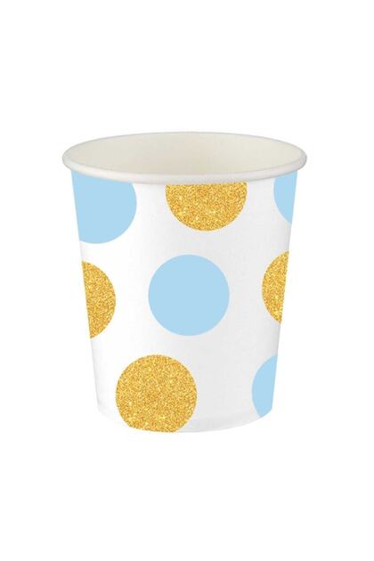 Light Blue Gold Polka Dot Paper Cup