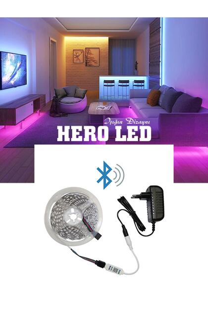 5 Mt Kumandasız Bluetooth Rgb Kontrol Cihazı +şerit Led+adaptör Set