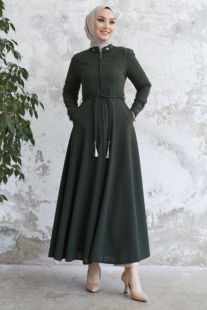 Πλεκτή ζώνη με κουμπιά Sivya Abaya - Khaki