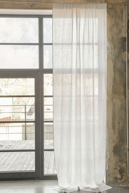 Keten Görünüm Beyaz Tül perde, Ekstrafor Büzgülü, Yüksek Kaliteli Keten Tül Perde
