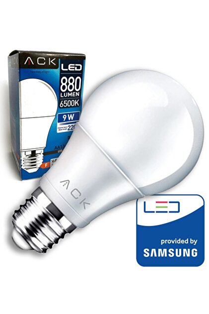 Ack LED Ampul 9W Beyaz Işık (Samsung Ledli) 6500K 880 Lumen E27 Duylu
ACK Aydınlatma Tse Ce ISO Kalite Belgeleri