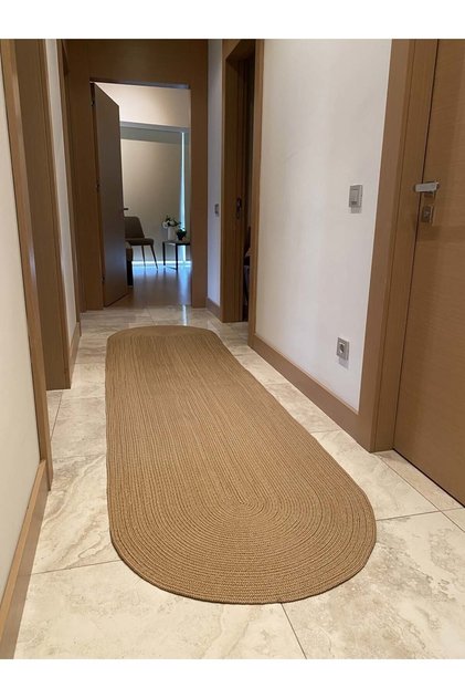 Oval Jüt Yuvarlak Hasır Görünümlü Klasik Halı Kilim