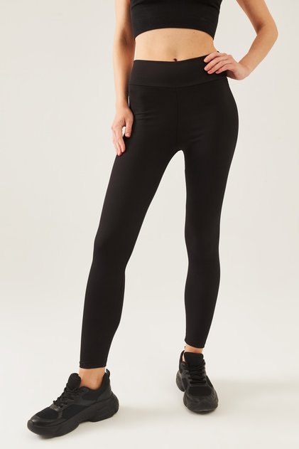 Women's Black High Waist Ribbed Tights