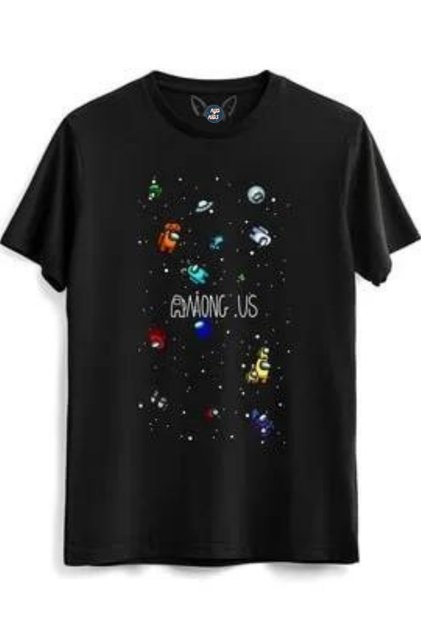 AMONG US Printed Unisex Black Short Sleeve Children's T-Shirt