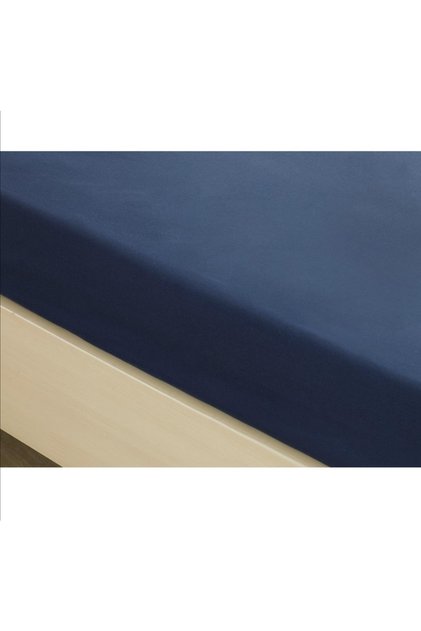 Plain Cotton Double Fitted Sheet 160x200 Cm Midnight Blue