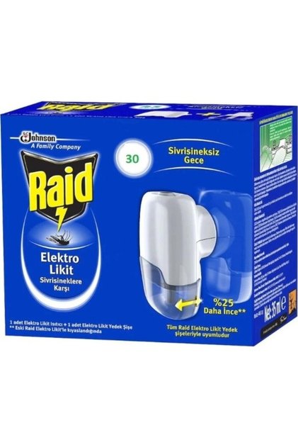 RAİD SİVRİSİNEKLERE KARŞI 30 GECE ELEKTRO LİKİT ISITICI + 1 YEDEK ŞİŞE 21 ML