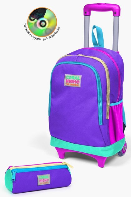 Kids Purple Color Detailed 2-Piece Bag Set SET0223934