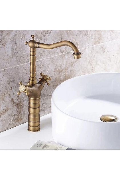 Antique Gold Bowl Sink Mixer Country Design Basin Mixer Bowl Tap Matte Gold