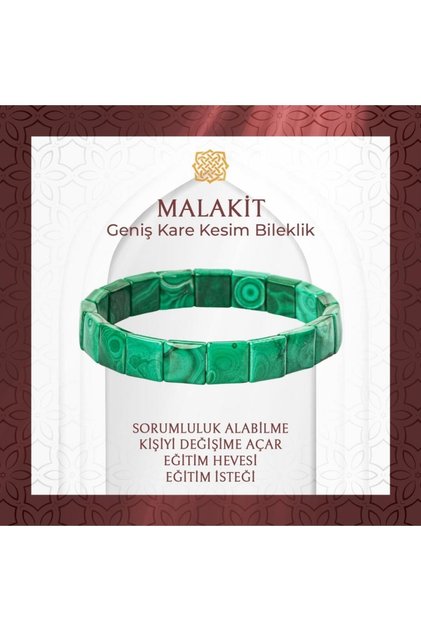 Malachite Natural Stone Square Cut Wide Cut Bracelet - 20-21cm