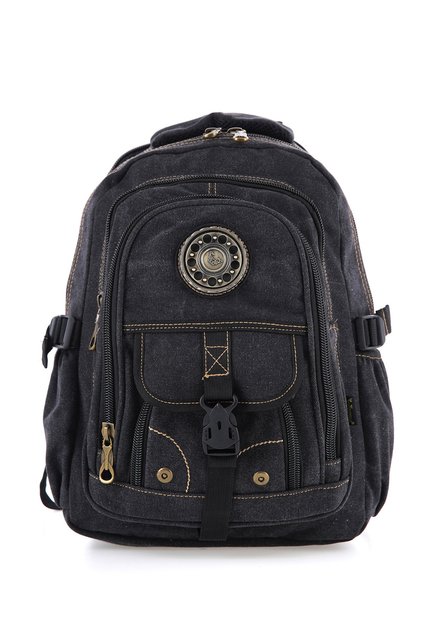 CCS Black CCS51413 Canvas Fabric Unisex Water-Resistant Multi Pocketed Backpack