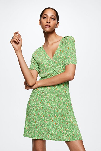 MANGO Green Women's Dress 37040357- Trendyol