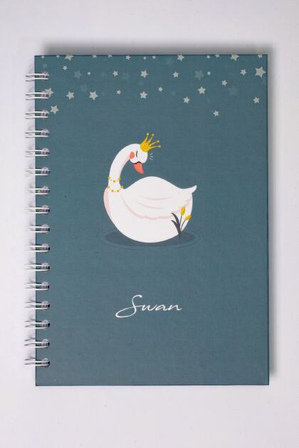 A5 Kuğu 2li Spiralli Kareli Sert Kapak Defter